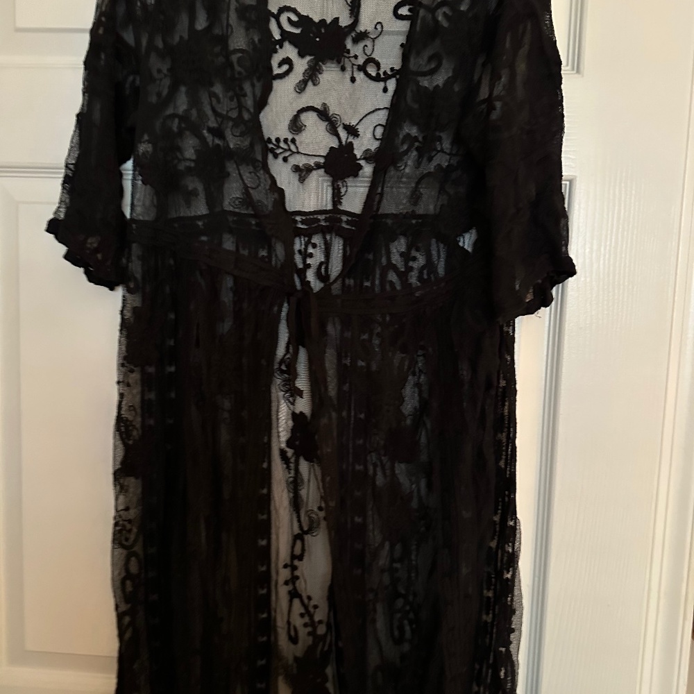 Black lacy tie front topper